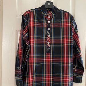 J. Crew Plaid Shirt with Jeweled Buttons